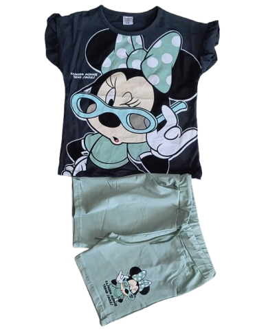 Compleu fete vara MINNIE, verde, 3-10 ani