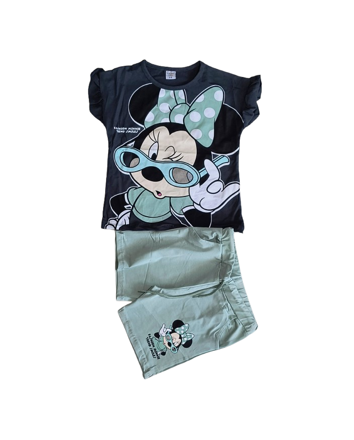 Compleu fete vara MINNIE, verde, 3-10 ani