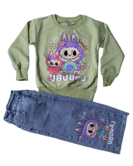 Compleu fete vara MINNIE, verde, 3-10 ani