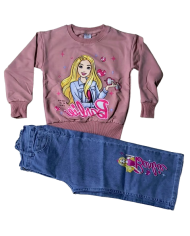 Trening fete gros vatuit, DOUBLE CHARM, gri, 6-16 ani