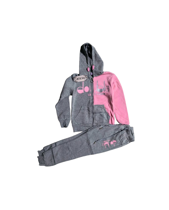 Trening fete gros vatuit, DOUBLE CHARM, gri, 6-16 ani