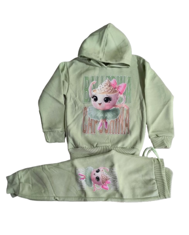 Compleu fete BALLERINA, gros vătuit, verde, 4-10 ani