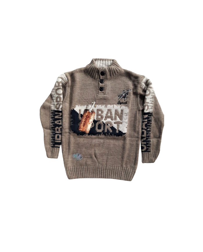 Pulover băieți guler cu nasturi